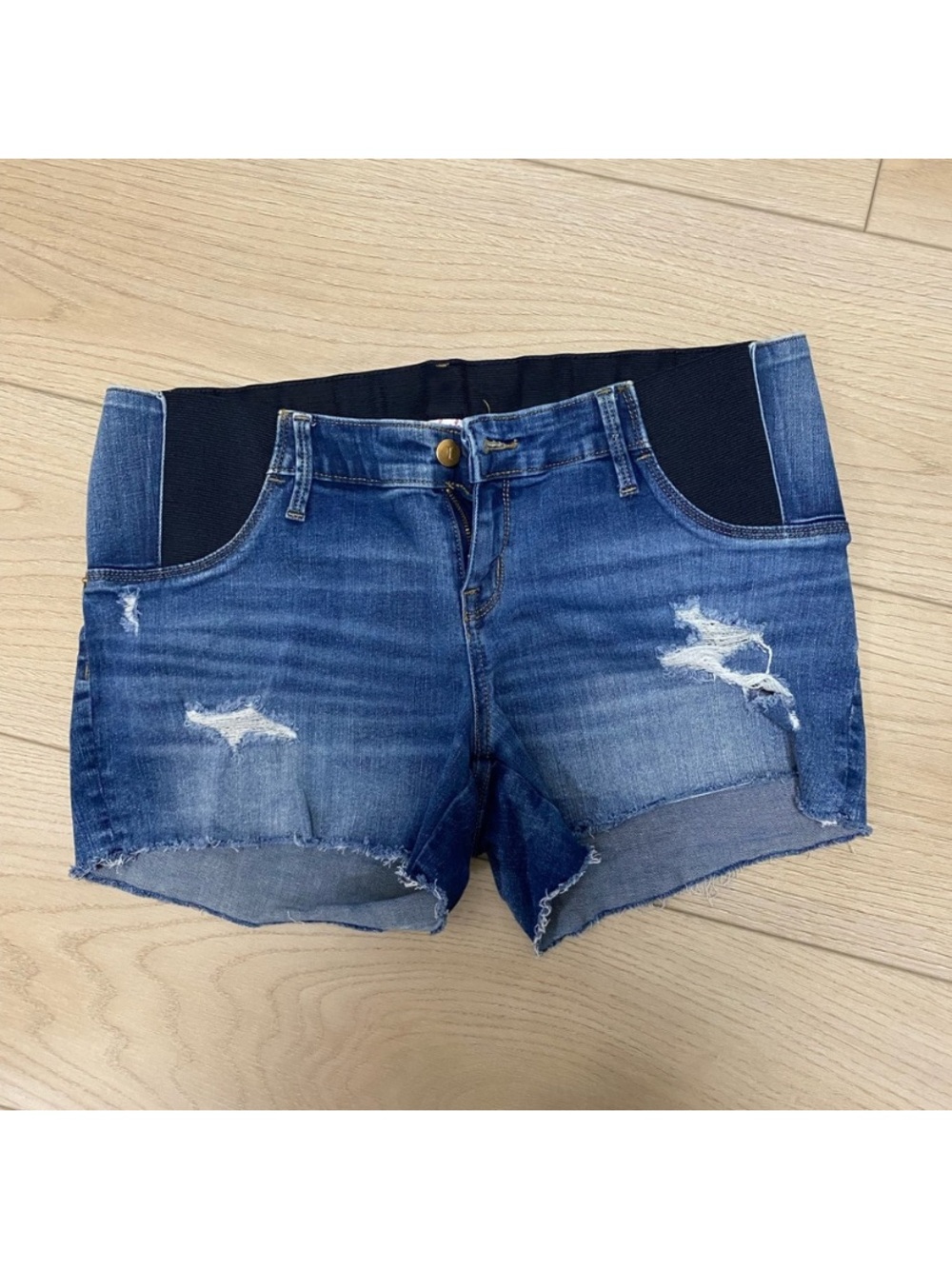 Isabel Maternity by Ingrid & Isabel Dark Blue Distressed Denim Maternity Shorts